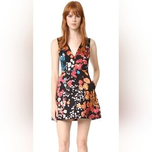 alice + olivia Revolve Patty Floral Pattern V-neck Silk Dress